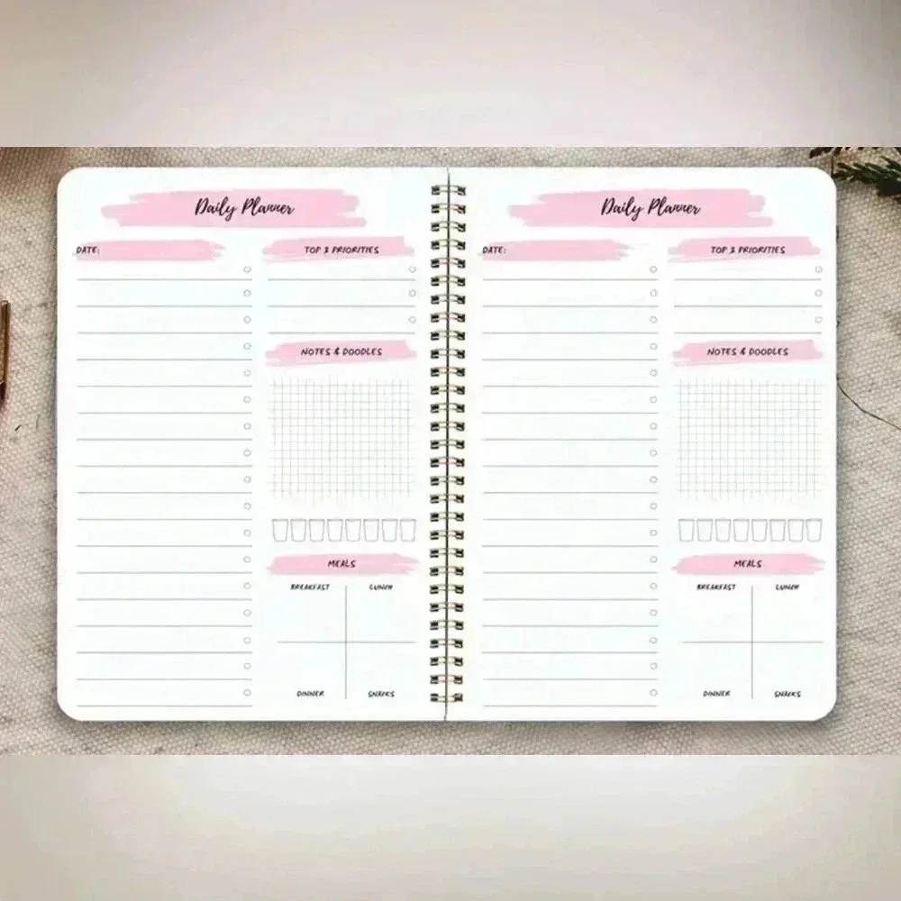 Daily Planner Undated With Black Gel Pens Bundle Set